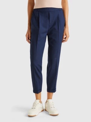 Zdjęcie produktu Benetton, Trousers With Cuff In Stretch Viscose Blend, size M, Dark Blue, Women United Colors of Benetton