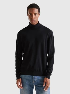 Zdjęcie produktu Benetton, Turtleneck In Lightweight Cotton Blend, size L, Black, Men United Colors of Benetton