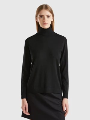 Zdjęcie produktu Benetton, Turtleneck In Pure Merino Wool, size L, Black, Women United Colors of Benetton