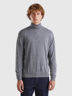 Zdjęcie produktu Benetton, Turtleneck In Pure Merino Wool, size S, Dark Gray, Men United Colors of Benetton