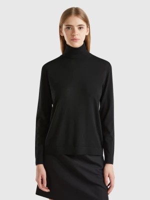 Zdjęcie produktu Benetton, Turtleneck In Pure Merino Wool, size XL, Black, Women United Colors of Benetton