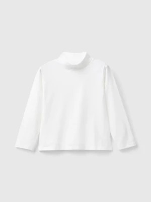 Zdjęcie produktu Benetton, Turtleneck T-shirt In Stretch Cotton, size 82, Creamy White, Kids United Colors of Benetton