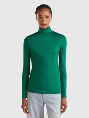 Zdjęcie produktu Benetton, Turtleneck T-shirt In Stretch Viscose, size S, Dark Green, Women United Colors of Benetton