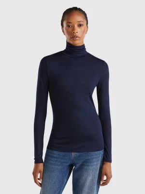 Zdjęcie produktu Benetton, Turtleneck T-shirt In Stretch Viscose, size XS, Dark Blue, Women United Colors of Benetton