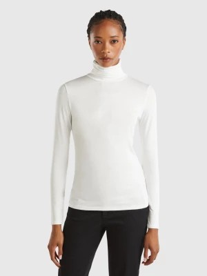 Zdjęcie produktu Benetton, Turtleneck T-shirt In Sustainable Stretch Viscose, size S, Creamy White, Women United Colors of Benetton