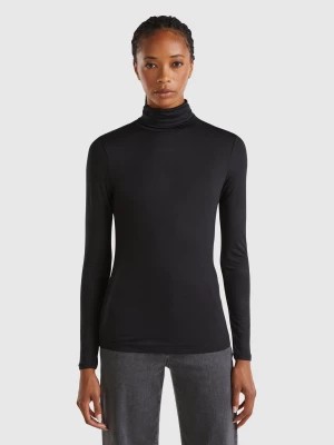 Zdjęcie produktu Benetton, Turtleneck T-shirt In Sustainable Stretch Viscose, size XL, Black, Women United Colors of Benetton