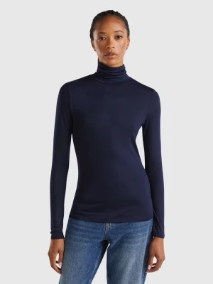 Zdjęcie produktu Benetton, Turtleneck T-shirt In Sustainable Stretch Viscose, size XXS, Dark Blue, Women United Colors of Benetton