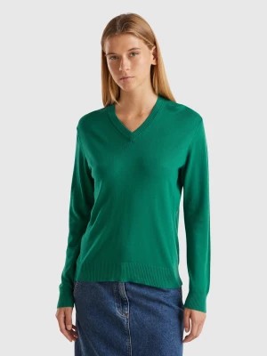 Zdjęcie produktu Benetton, V-neck Sweater In Modal® Blend, size L, Dark Green, Women United Colors of Benetton