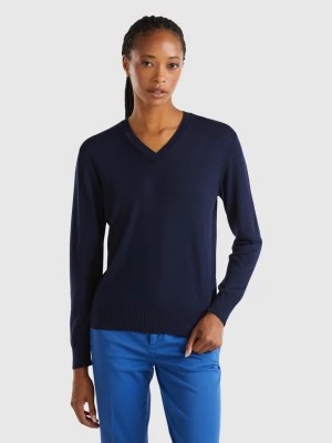 Zdjęcie produktu Benetton, V-neck Sweater In Modal® Blend, size S, Dark Blue, Women United Colors of Benetton