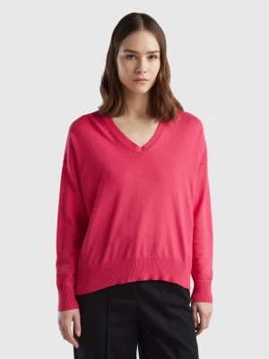 Zdjęcie produktu Benetton, V-neck Sweater In Modal® Blend, size XS, Fuchsia, Women United Colors of Benetton