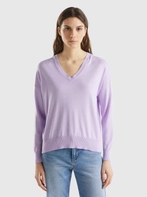 Zdjęcie produktu Benetton, V-neck Sweater In Modal® Blend, size XS, Lilac, Women United Colors of Benetton