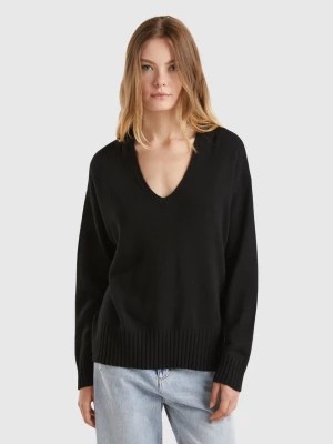 Zdjęcie produktu Benetton, V-neck Sweater In Wool Blend, size S, Black, Women United Colors of Benetton