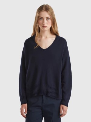 Zdjęcie produktu Benetton, V-neck Sweater In Wool Blend, size XS, Dark Blue, Women United Colors of Benetton