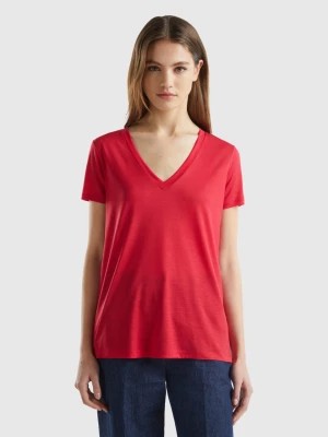 Zdjęcie produktu Benetton, V-neck T-shirt In Sustainable Viscose, size S, Red, Women United Colors of Benetton