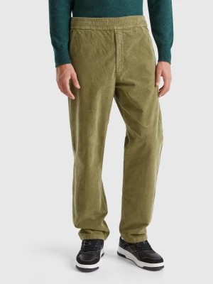 Zdjęcie produktu Benetton, Velvet Joggers With Drawstring, size XL, Military Green, Men United Colors of Benetton