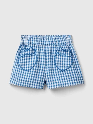 Zdjęcie produktu Benetton, Vichy Bermuda Shorts With Fruit Pockets, size 98, Blue, Kids United Colors of Benetton