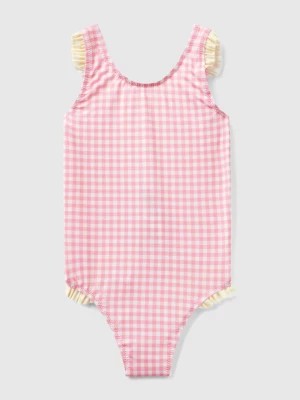 Zdjęcie produktu Benetton, Vichy One-piece Swimsuit With Flounces, size XL, Pink, Kids United Colors of Benetton