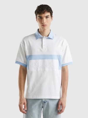 Zdjęcie produktu Benetton, White And Sky Blue Rugby Polo, size S, Multi-color, Men United Colors of Benetton