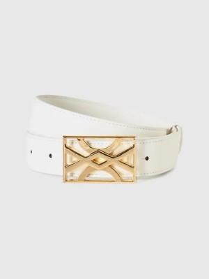 Zdjęcie produktu Benetton, White Belt With Logoed Buckle, size XXL, White, Women United Colors of Benetton