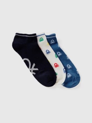 Zdjęcie produktu Benetton, White, Blue And Dark Blue Short Socks, size 30-34, Multi-color, Kids United Colors of Benetton