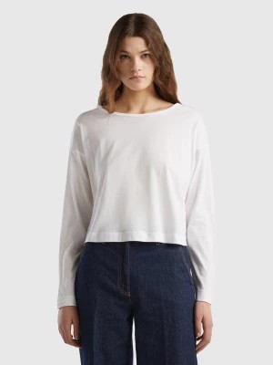 Zdjęcie produktu Benetton, White Long Fiber Cotton T-shirt, size XL, White, Women United Colors of Benetton