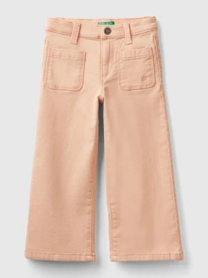 Zdjęcie produktu Benetton, Wide Trousers In Stretch Cotton, size 104, Soft Pink, Kids United Colors of Benetton