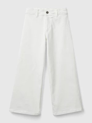 Zdjęcie produktu Benetton, Wide Trousers In Stretch Cotton, size 2XL, Creamy White, Kids United Colors of Benetton