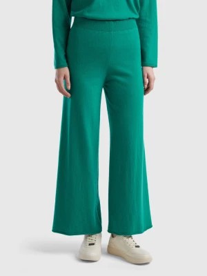 Zdjęcie produktu Benetton, Wide Water Green Trousers In Wool And Cashmere Blend, size S, Green, Women United Colors of Benetton