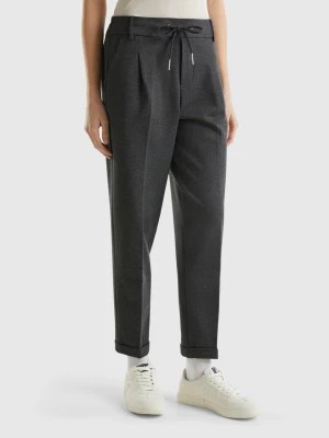 Zdjęcie produktu Benetton, Yarn Dyed Trousers With Drawstring, size L, Dark Gray, Women United Colors of Benetton