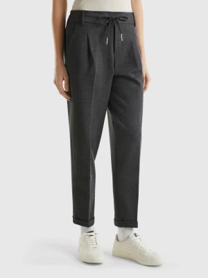 Zdjęcie produktu Benetton, Yarn Dyed Trousers With Drawstring, size XXS, Dark Gray, Women United Colors of Benetton