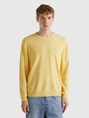 Zdjęcie produktu Benetton, Yellow Crew Neck Sweater In Pure Merino Wool, size XS, Yellow, Men United Colors of Benetton