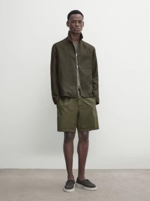 Zdjęcie produktu Bermudy Jogger Z Bawełnianej Mieszanki - Khaki - - Massimo Dutti - Mężczyzna