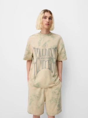 Zdjęcie produktu Bershka Bermudy Baggy Ze Wzorem Tie Dye Mężczyzna Beżowy