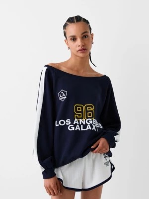 Zdjęcie produktu Bershka Bluza Z Odkrytymi Ramionami I Nadrukiem La Galaxy Kobieta Ciemnoniebieski