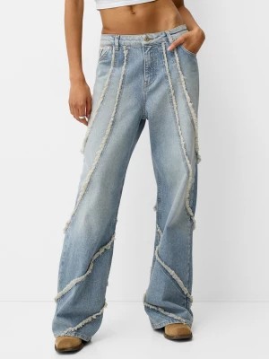 Zdjęcie produktu Bershka Jeansy Baggy Z Ozdobnymi Szwami Kobieta Wyblakły Niebieski