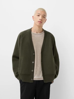 Zdjęcie produktu Bershka Kardigan Z Kieszeniami Mężczyzna Khaki