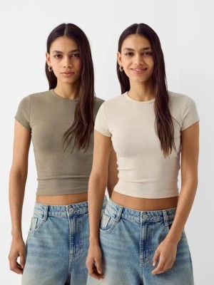 Zdjęcie produktu Bershka Komplet 2 Koszulek Z Krótkim Rękawem I Okrągłym Dekoltem Kobieta Wielokolorowy