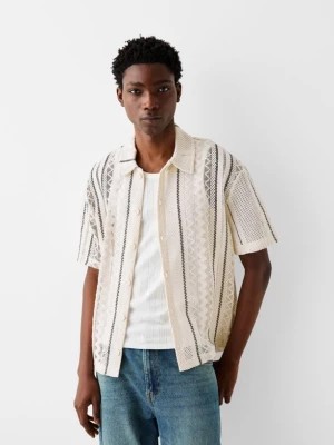 Zdjęcie produktu Bershka Koszula W Paski Z Tkaniny Strukturalnej Mężczyzna Biały