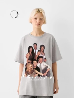 Zdjęcie produktu Bershka Koszulka Oversize Z Krótkim Rękawem I Nadrukiem Z Serialu "Przyjaciele" Kobieta Szary
