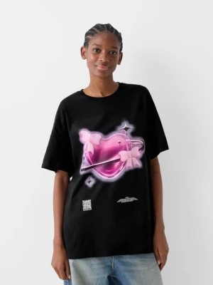 Zdjęcie produktu Bershka Koszulka Oversize Z Nadrukiem Bershka Wearable Art Kobieta Czarny