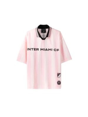 Zdjęcie produktu Bershka Koszulka Polo Z Siateczki W Paski Inter Miami Cf Kobieta Różowy