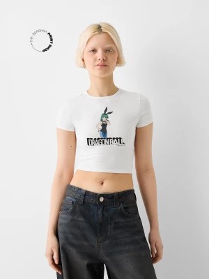 Zdjęcie produktu Bershka Koszulka Z Krótkim Rękawem Dragon Ball Kobieta Biały Złamany