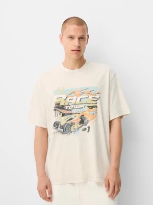 Zdjęcie produktu Bershka Koszulka Z Krótkim Rękawem I Nadrukiem Bershka X Hot Wheels Mężczyzna Szary