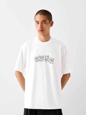 Zdjęcie produktu Bershka Koszulka Z Krótkim Rękawem I Nadrukiem Mężczyzna Biały