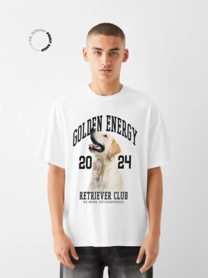 Zdjęcie produktu Bershka Koszulka Z Krótkim Rękawem I Nadrukiem Mężczyzna Biały