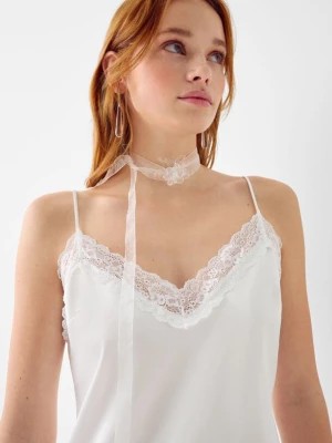 Zdjęcie produktu Bershka Naszyjnik Choker Z Przezroczystym Kwiatem Kobieta Biały