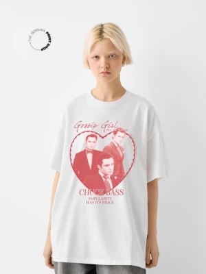 Zdjęcie produktu Bershka Plotkara – Koszulka Oversize Z Krótkim Rękawem I Nadrukiem Kobieta Biały
