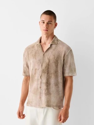 Zdjęcie produktu Bershka Rustykalna Koszula Z Krótkim Rękawem I Wzorem Tie Dye Mężczyzna Brązowy