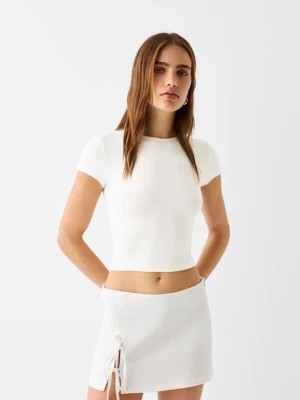 Zdjęcie produktu Bershka Spódnica Mini Z Lnem I Wiązaniami Kobieta Kremowy