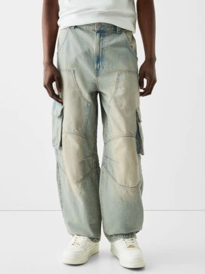 Zdjęcie produktu Bershka Spodnie Jeansowe Cargo Typu Skater Mężczyzna Wyblakły Niebieski